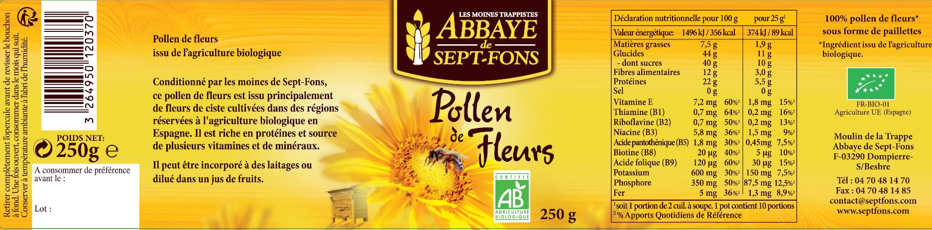 Acheter Pollen Sec Bio, 250g